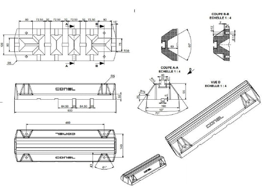 Dämpfungssockel Set 600 mm, für Klimageräte und Wärmepumpen, 3er Set